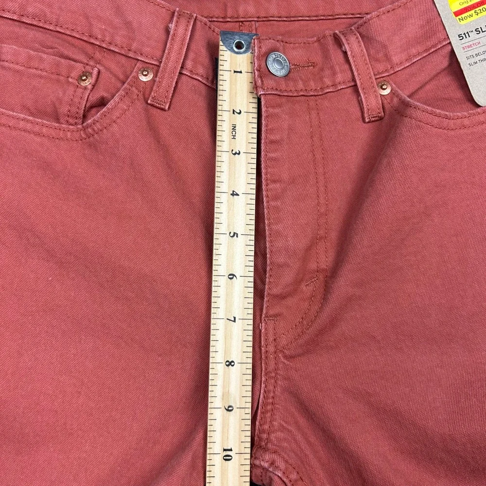 Levis 511 Slim Jeans Mens 32x32 Etruscan Red (Orange) Stretch Twill Pants